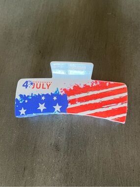 American Flag Red White Blue Star Stripes July 4th USA 4" Lobster Claw Hair Clip